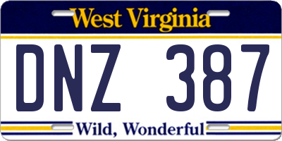 WV license plate DNZ387