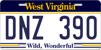 WV license plate DNZ390