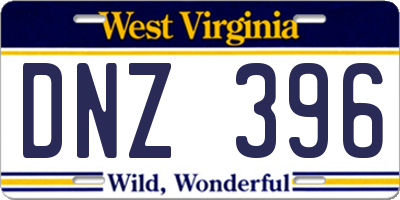 WV license plate DNZ396