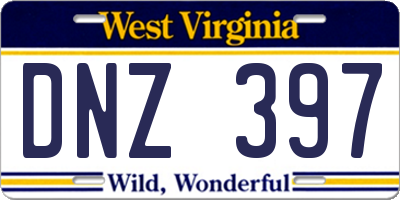 WV license plate DNZ397