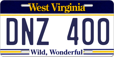 WV license plate DNZ400