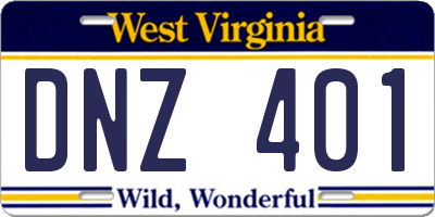 WV license plate DNZ401