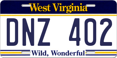 WV license plate DNZ402