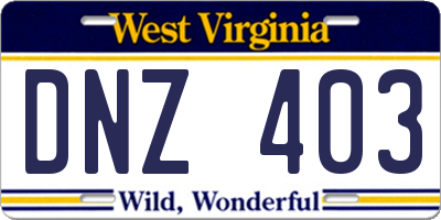 WV license plate DNZ403