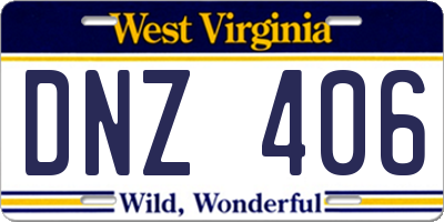 WV license plate DNZ406
