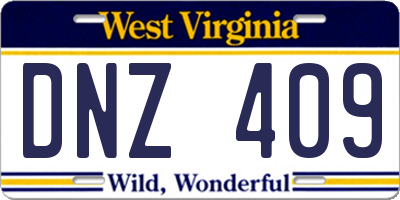 WV license plate DNZ409