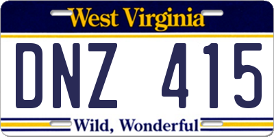WV license plate DNZ415