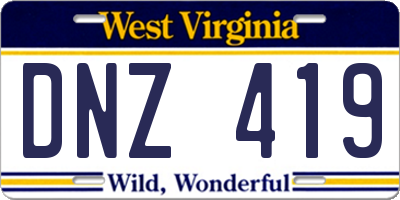 WV license plate DNZ419