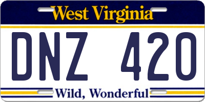 WV license plate DNZ420