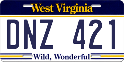 WV license plate DNZ421