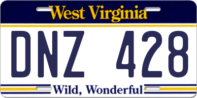 WV license plate DNZ428