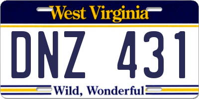 WV license plate DNZ431