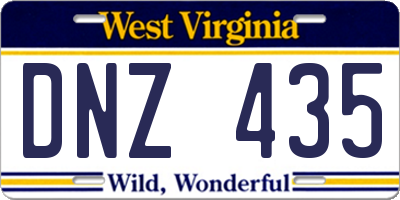 WV license plate DNZ435