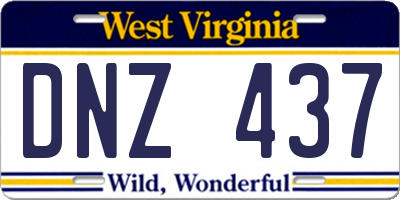 WV license plate DNZ437