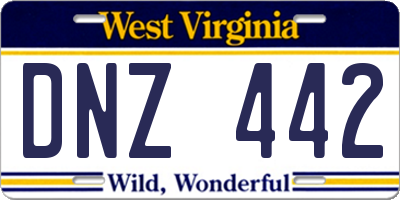 WV license plate DNZ442