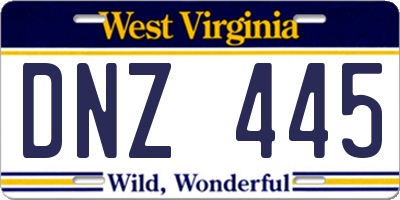 WV license plate DNZ445
