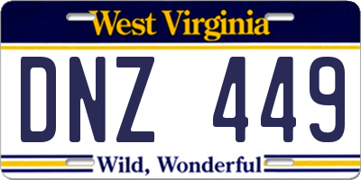 WV license plate DNZ449