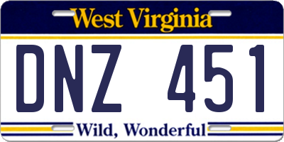 WV license plate DNZ451