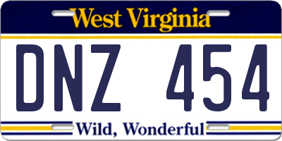 WV license plate DNZ454