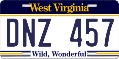 WV license plate DNZ457