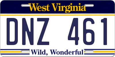 WV license plate DNZ461