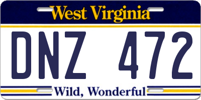 WV license plate DNZ472