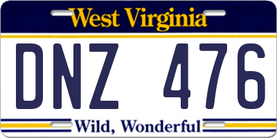 WV license plate DNZ476