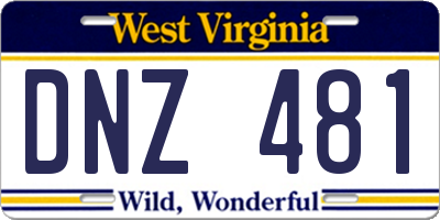WV license plate DNZ481