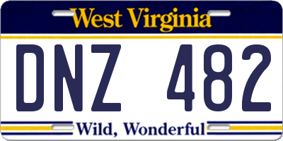 WV license plate DNZ482