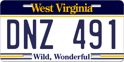 WV license plate DNZ491