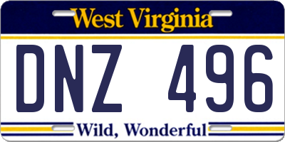 WV license plate DNZ496