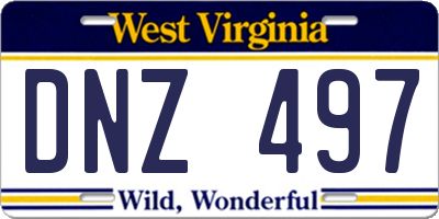 WV license plate DNZ497