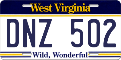 WV license plate DNZ502