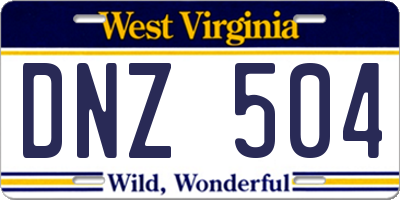WV license plate DNZ504