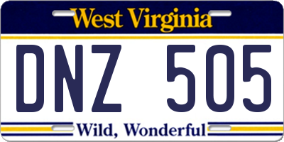 WV license plate DNZ505
