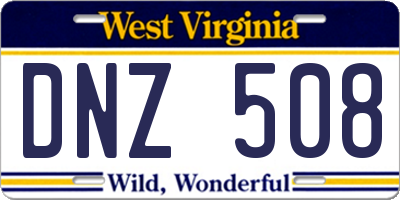 WV license plate DNZ508