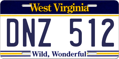 WV license plate DNZ512