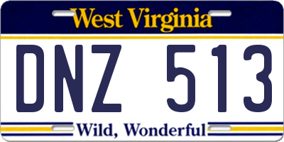 WV license plate DNZ513