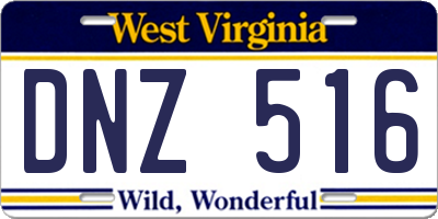 WV license plate DNZ516