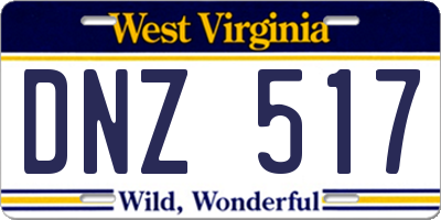 WV license plate DNZ517