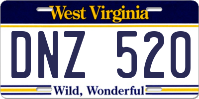 WV license plate DNZ520