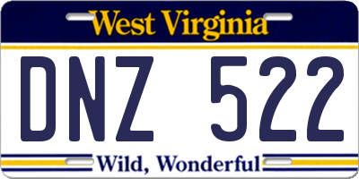 WV license plate DNZ522