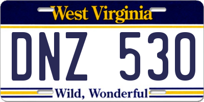 WV license plate DNZ530