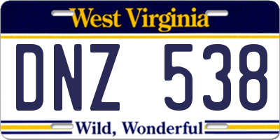 WV license plate DNZ538
