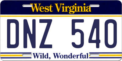 WV license plate DNZ540