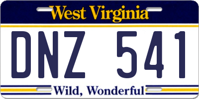 WV license plate DNZ541