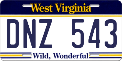 WV license plate DNZ543