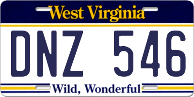 WV license plate DNZ546