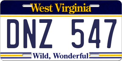 WV license plate DNZ547