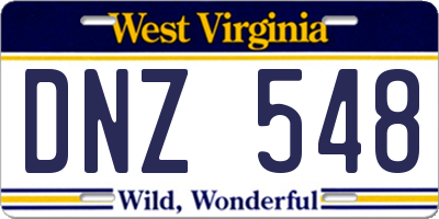 WV license plate DNZ548